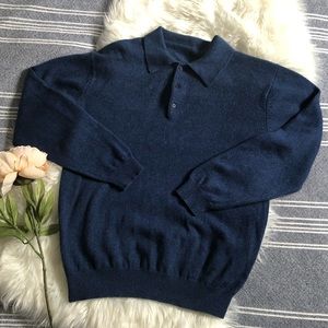 Vintage heathered navy henley sweater